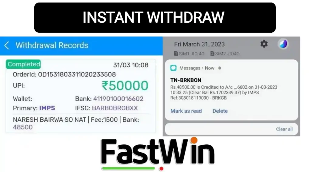 Fastwin Instant Withdraw